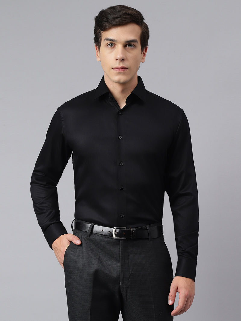 Men Black Regular Fit Solid Formal Shirt