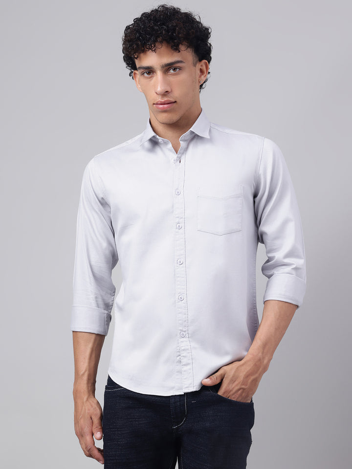 Men Steel Grey Casual Shirt Sleek Style Everyday Comfort