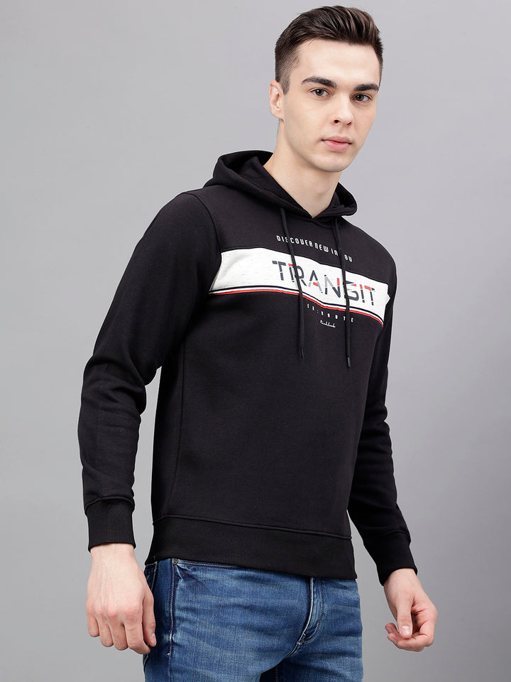 Men Black Standard Fit Solid Sweat Shirt