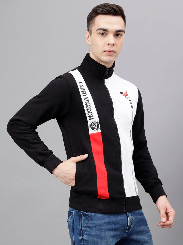 Men Red White Black Standard Fit Colourblocked Sweat Shirt