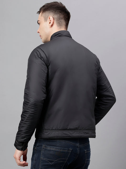 Men Olive Standard Fit Solid Reversible Jacket