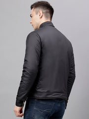 Men Khaki Standard Fit Solid Reversible Jacket