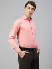 Men Coral Regular Fit Print Spread Collar Club Wear Shirt