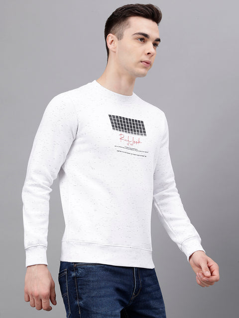 Men Oatmeal Standard Fit Printed Sweat Shirt