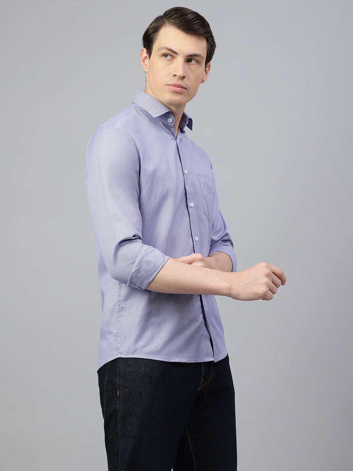 Men Blue Solid Spread Collar Formal Shirt
