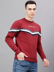 Men Maroon Standard Fit Colourblocked Sweat Shirt