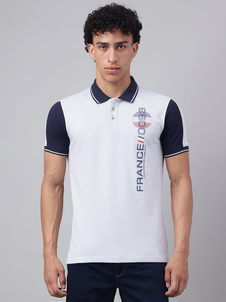 Men Ecru Regular Fit Polo Neck t-shirt
