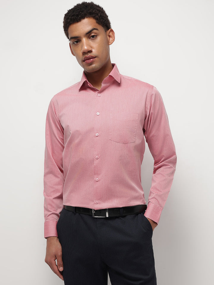 Men Red Regular Fit Solid Formal Shirt