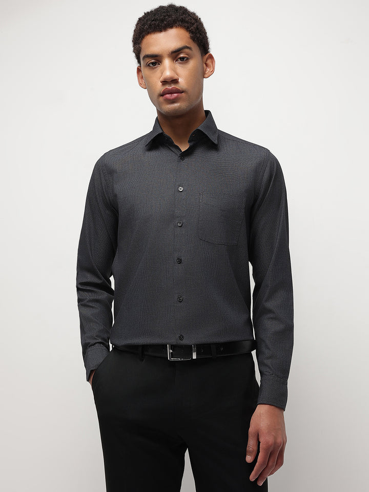 Men Dark Grey Full Sleeve Formal Shirt