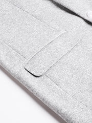 Men Grey Regular Fit Solid Notched Lapel Casual Blazer