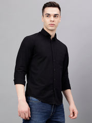 Men Black Standard Fit Solid Casual Shirt