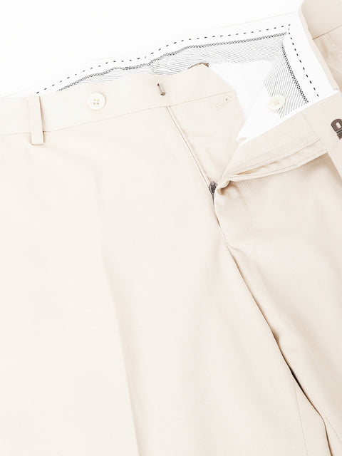 Men Khaki Standard Fit Mid Rise Solid Formal Trouser