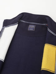 Men Navy Oatmeal Standard Fit Colourblocked Sweat Shirt