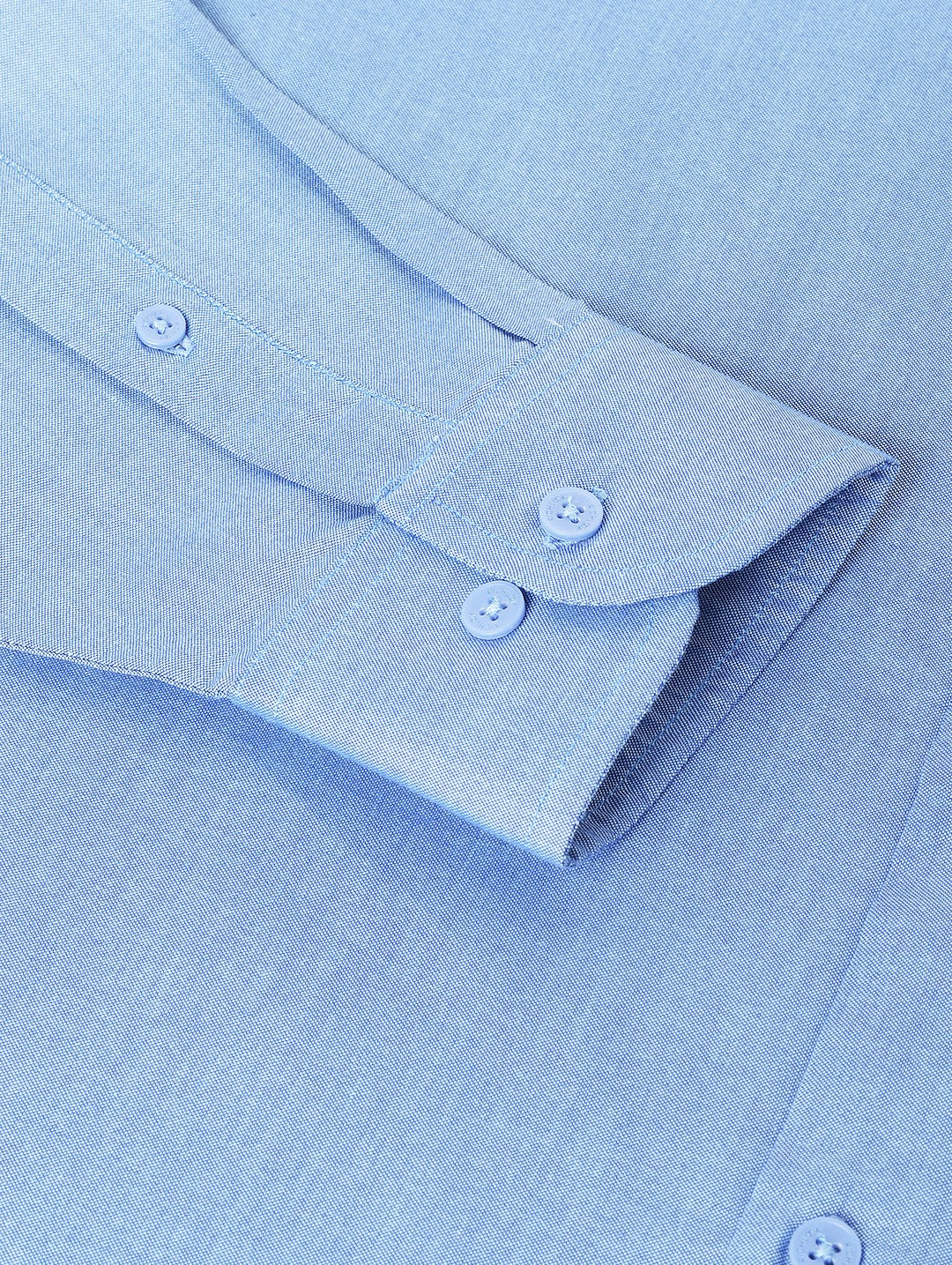 Men Mid Blue Regular Fit Solid Formal Shirt