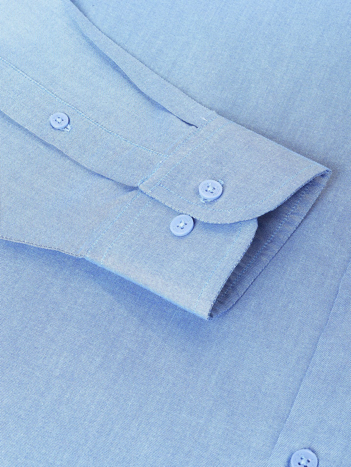 Men Mid Blue Regular Fit Solid Formal Shirt