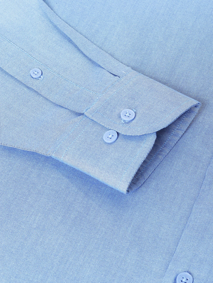 Men Mid Blue Regular Fit Solid Formal Shirt