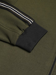Men Olive Regular Fit Solid Stand Collar Casual Jacket