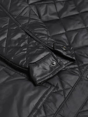 Men Black Regular Fit Solid Stand Collar Casual Jacket