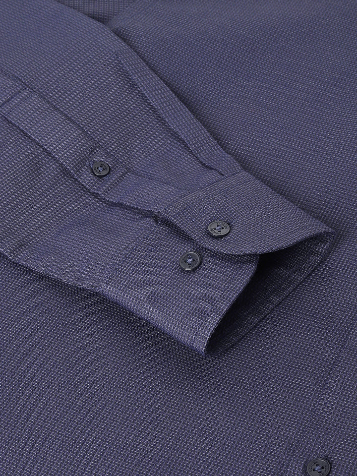 Men Blue Regular Fit Textured Formal Shirt