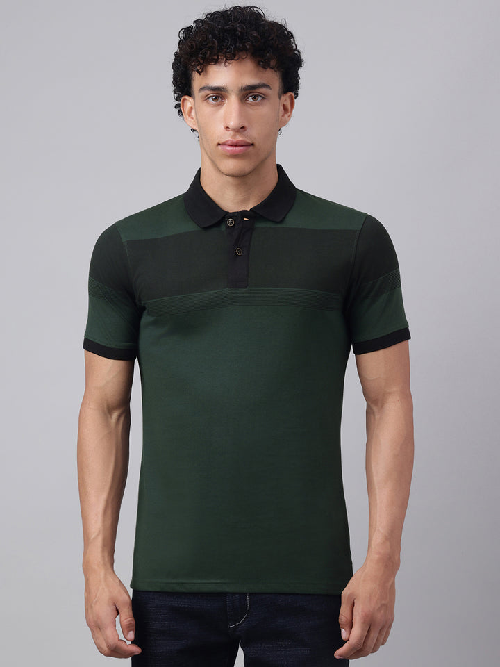 Men Green Regular Fit Polo Neck t-shirt