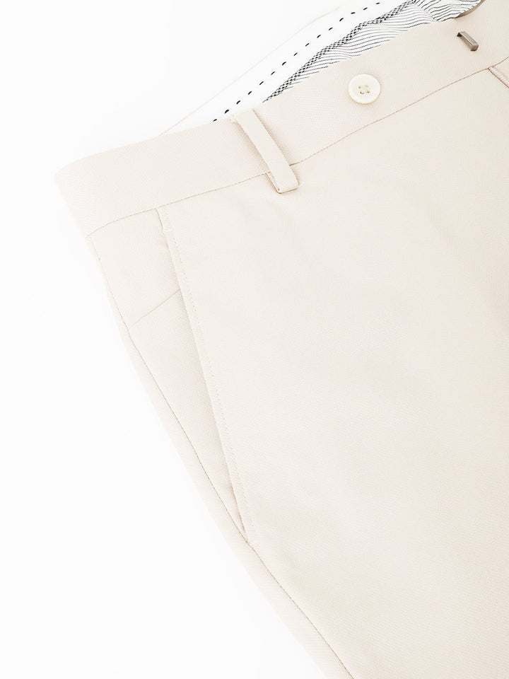 Men Khaki Standard Fit Mid Rise Solid Formal Trouser