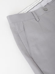 Men Light Grey Standard Fit Mid Rise Solid Formal Trouser