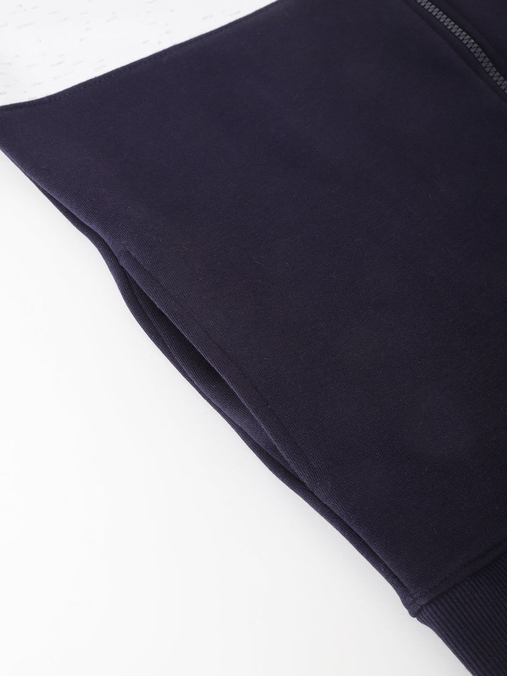 Men Navy Oatmeal Standard Fit Colourblocked Sweat Shirt