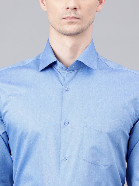 Men Mid Blue Standard Fit Solid Formal Shirt