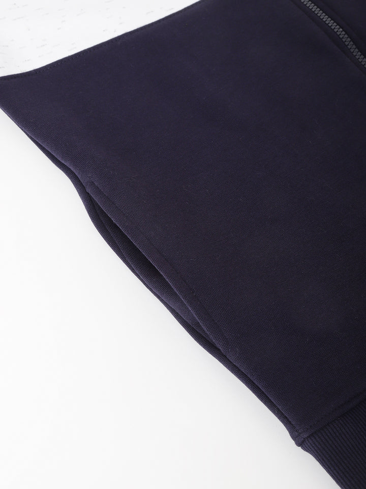 Men Navy Oatmeal Standard Fit Colourblocked Sweat Shirt