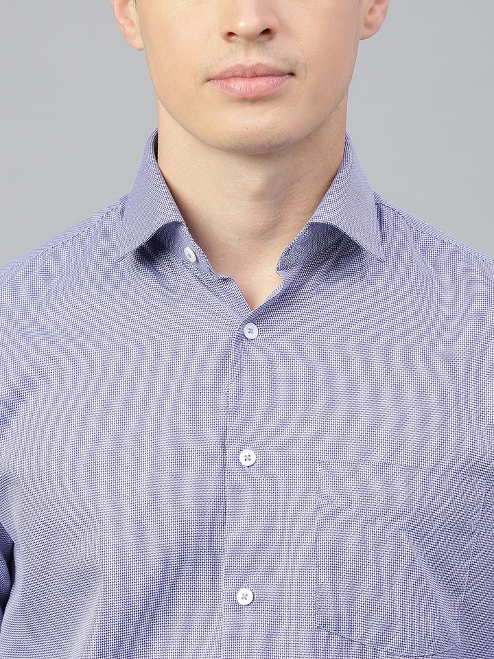 Men Blue Solid Spread Collar Formal Shirt
