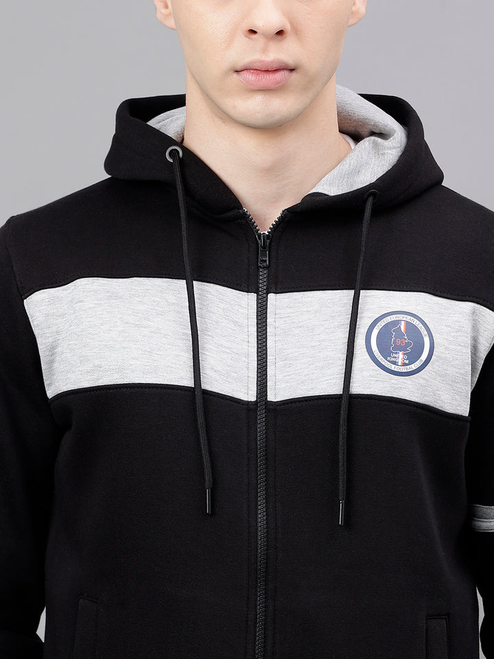 Men Black Standard Fit Colourblocked Sweat Shirt