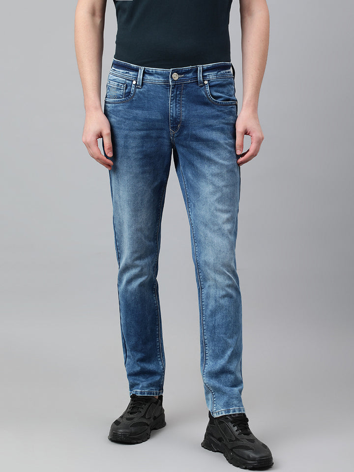 Men Indigo Slim Fit Mid Rise Clean Look Stretchable Jeans