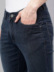 Men Indigo Slim Fit Washed Mid Rise Stretchable Jeans