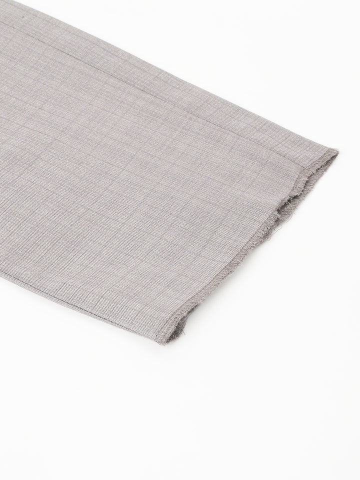 Men Grey Standard Fit Mid Rise Checked Formal Trouser