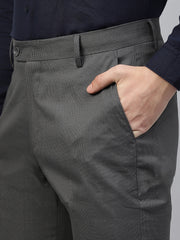 Men Olive Regular Fit Solid Mid Rise Formal Trouser