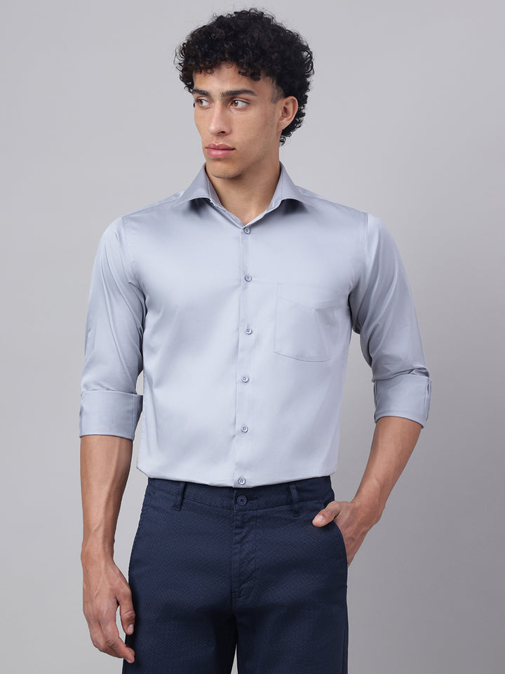 Men Grey Club Wear Shirt Sleek Shine Party Perfect