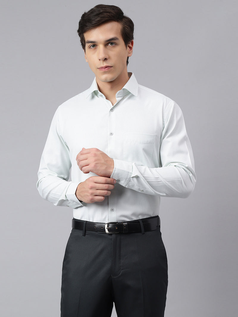 Men Green Regular Fit Checkered Formal Shirt