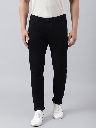 Men Black Slim Fit Mid Rise Clean Look Strechable Jeans
