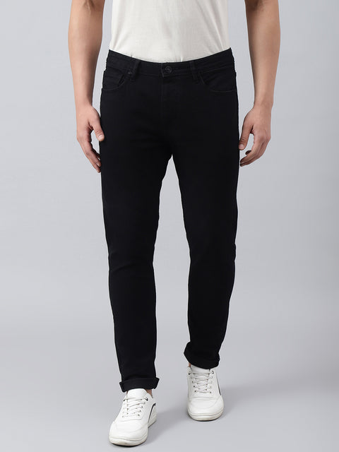 Men Black Slim Fit Mid Rise Clean Look Strechable Jeans