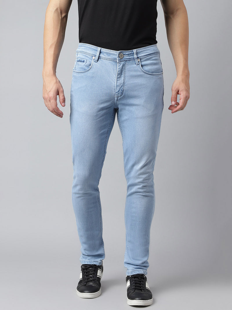 Men Ice Blue Slim Fit Mid Rise Clean Look Strechable Jeans