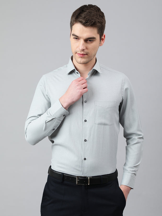 Men Grey Regular Fit Checkered Formal Shirt