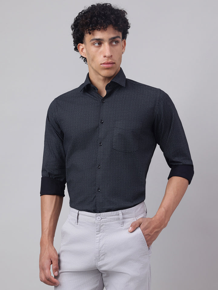 Men Black Grey Club Wear Shirt Shine Bright Stay Stylish