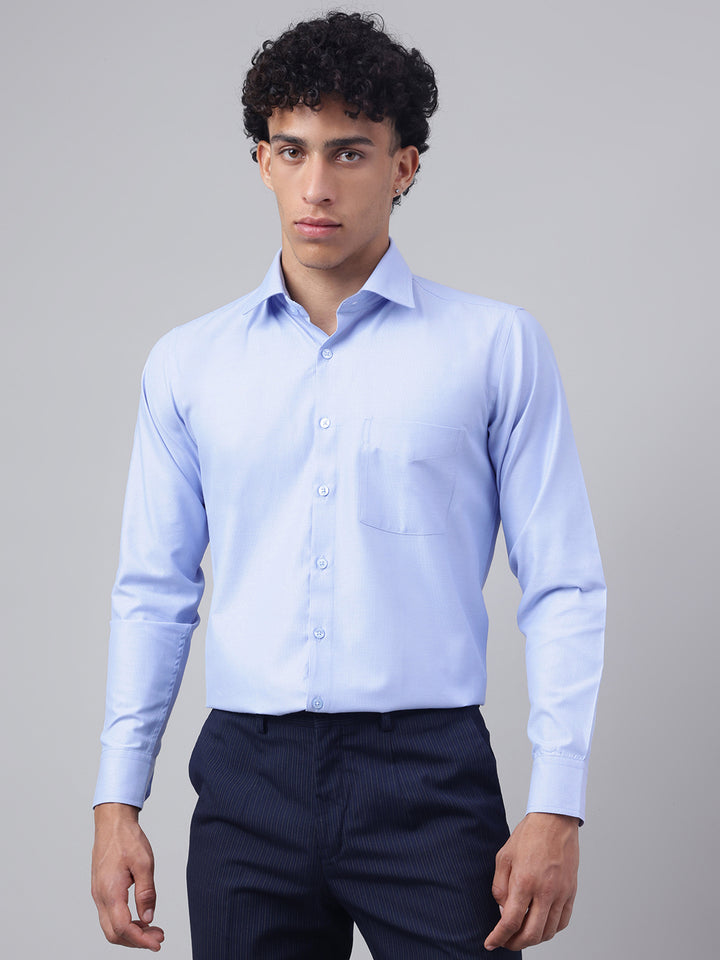 Men Powder Blue Full Sleeve Formal Shirt
