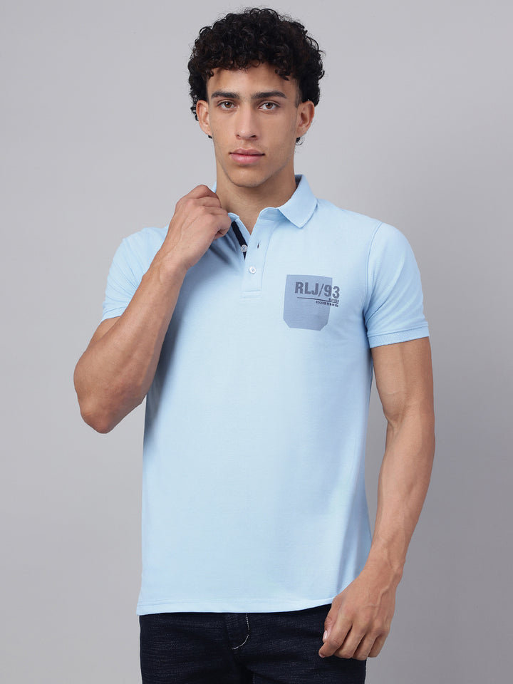 Men Sky Regular Fit Polo Neck t-shirt