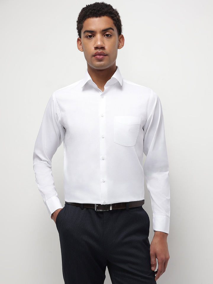 Men White Regular Fit Solid Formal Shirt