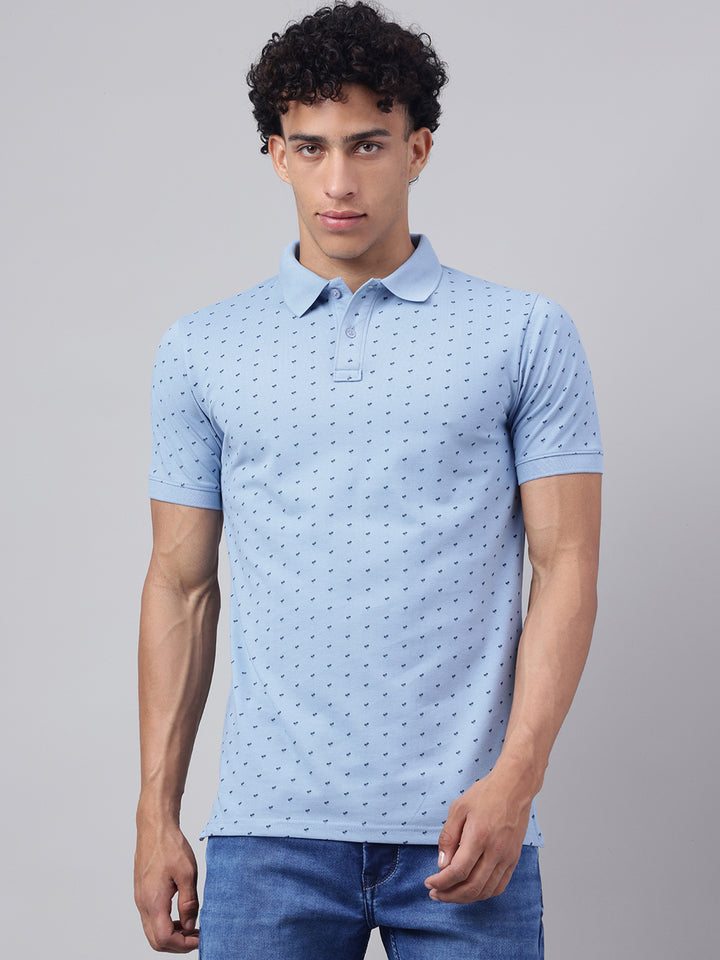 Men Sky Regular Fit Polo Neck t-shirt
