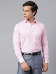 Men Pink Regular Fit Solid Formal Shirt