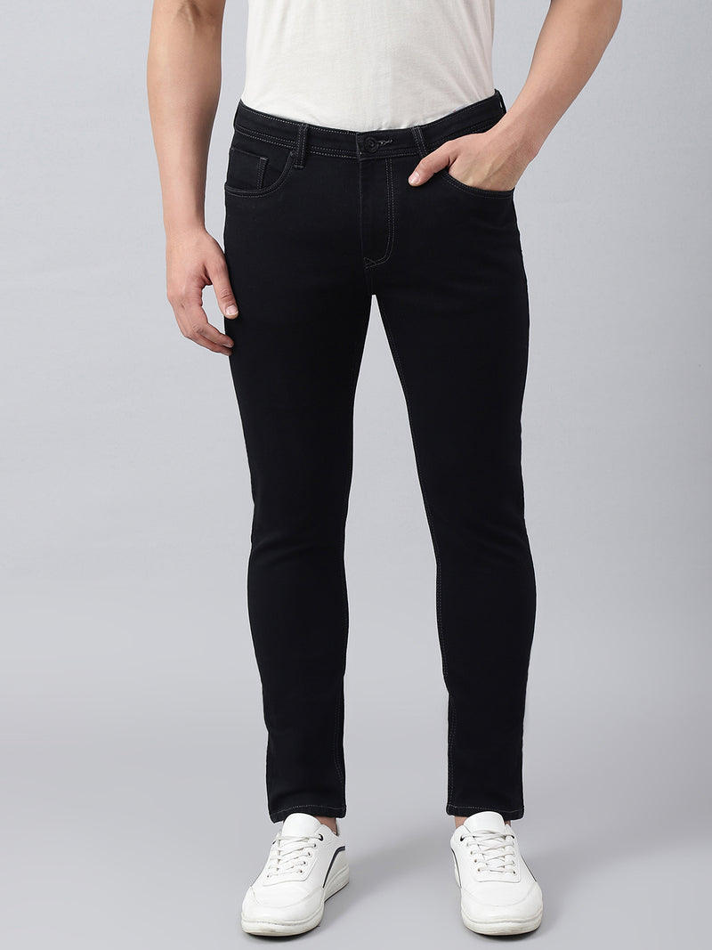 Men Black Slim Fit Mid Rise Clean Look Strechable Jeans