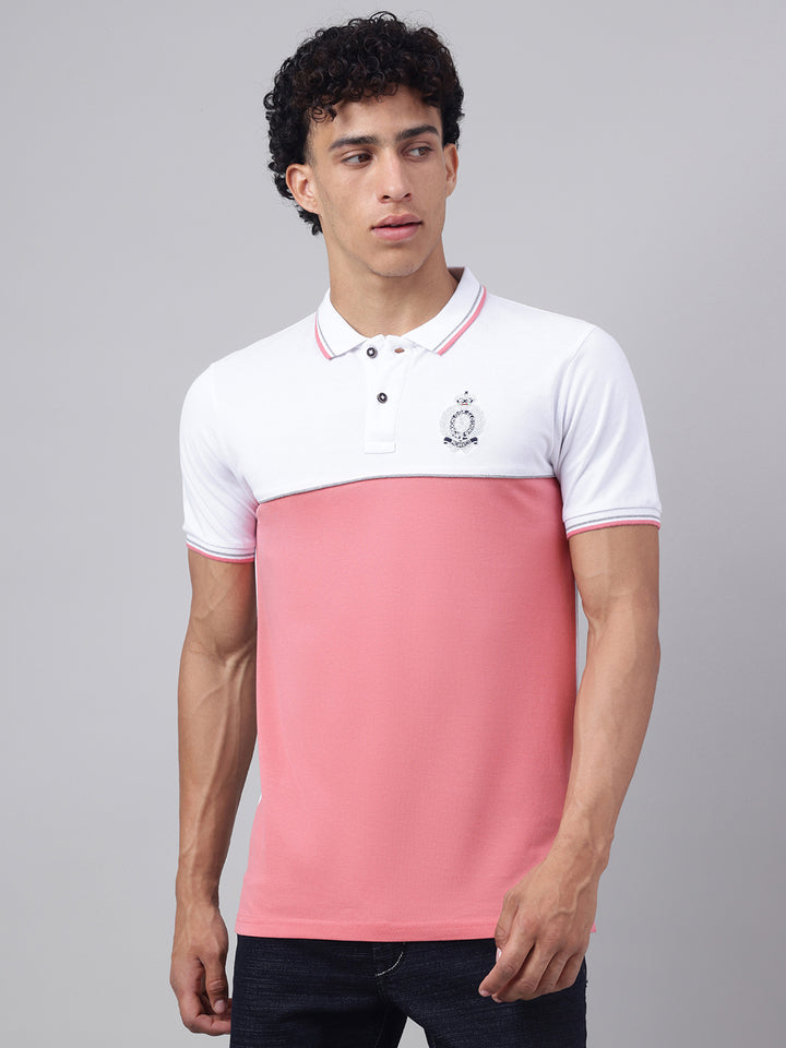 Men Pink Regular Fit Polo Neck t-shirt