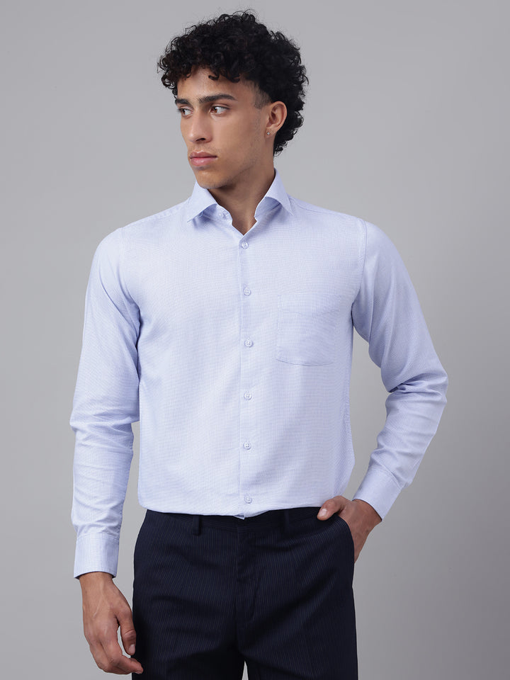 Men White Sky Full Sleeve Formal Shirt